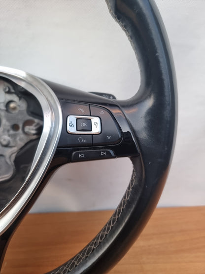 VOLANTE STERZO IN PELLE ORIGINALE USATO CON COMANDI E PALETTE VOLKSWAGEN GOLF 7 2012 - 2019