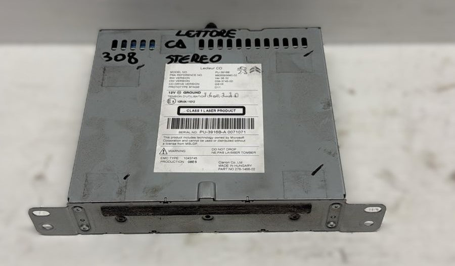 STEREO LETTORE CD PEUGEOT 308 ANNO 2016