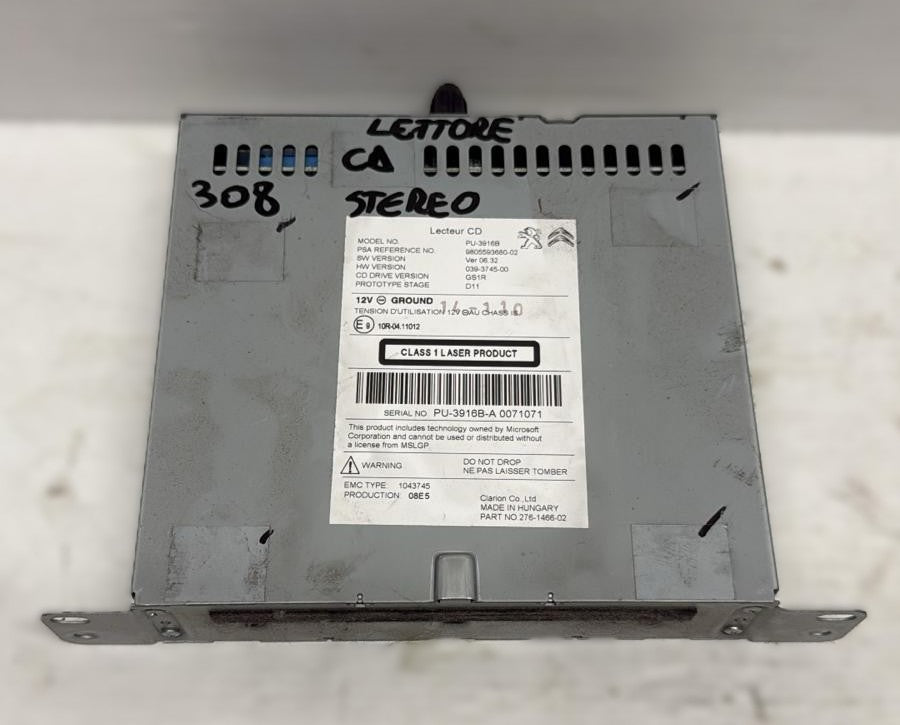 STEREO LETTORE CD PEUGEOT 308 ANNO 2016