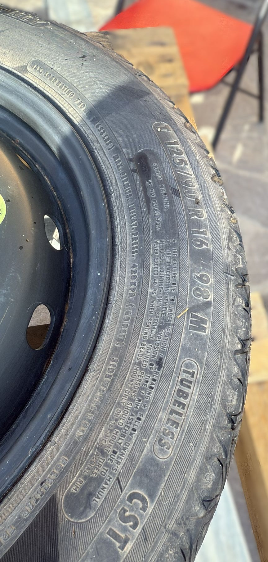 RUOTINO DI SCORTA MERCEDES CLASSE A\CLASSE C 2011 MISURA:T125\90R16