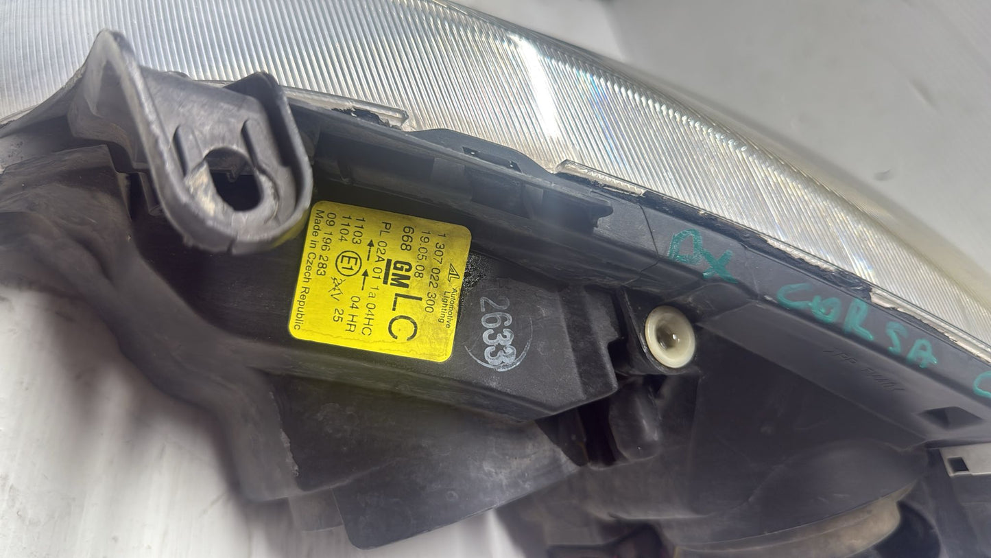 FARO FANALE ANTERIORE DESTRO ALOGENO OPEL CORSA C CODICE:1307022300